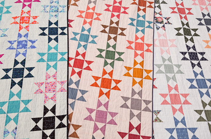 The Zelda Quilt Pattern is a fat quarter friendly pattern that is perfect for creating a modern heirloom. This is a modern twist on the traditional Ohio Star Quilt Block. 