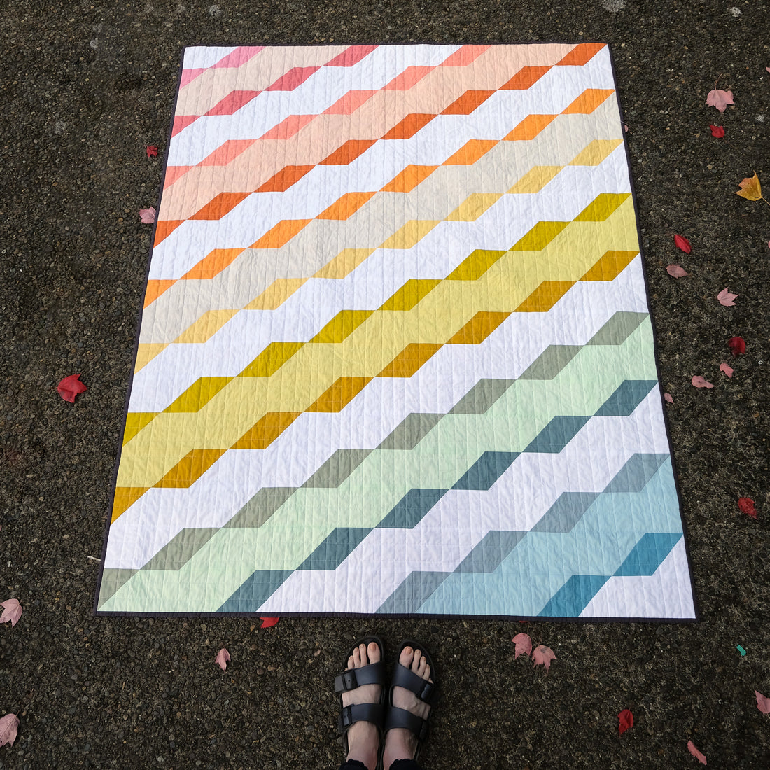 A Rainbow Diana Quilt in Pure Solids