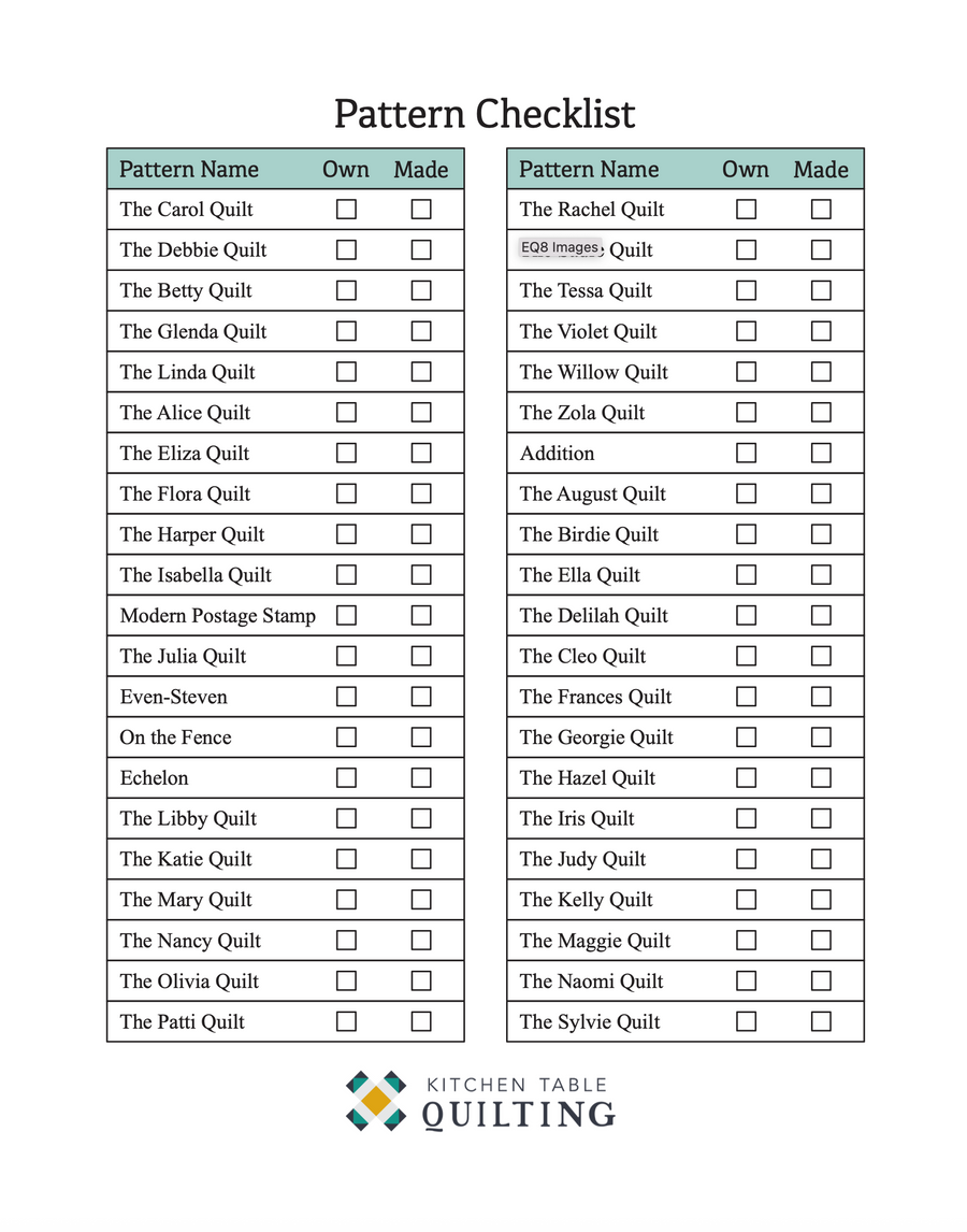 Pattern Checklist Printable